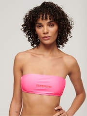 Superdry Pink Logo Brazilian Bikini Top - Image 1 of 4