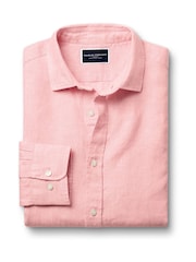 Pink - Charles Tyrwhitt Kurzärmeliges Hemd aus 100 % Leinen in Slim-Fit, Uni - Bild 4 von 6