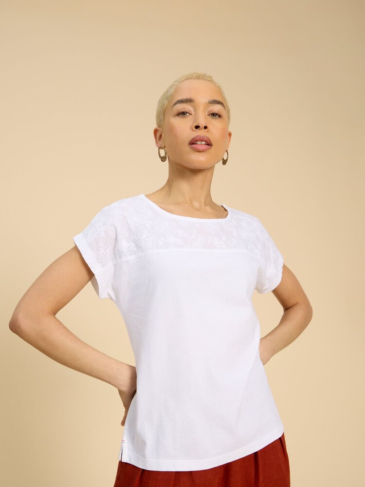 White Stuff White 100% Cotton Embroidery Anthea Top - Image 1 of 7