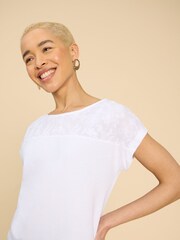 White Stuff White 100% Cotton Embroidery Anthea Top - Image 4 of 7