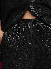 Black Sequin Wide Leg Trousers - Image 4 of 7