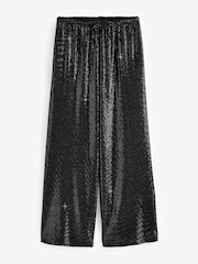 Black Sequin Wide Leg Trousers - Image 5 of 7