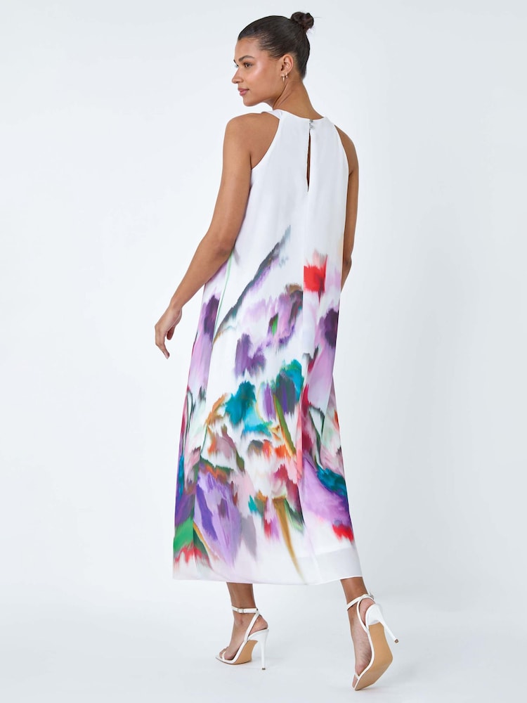 Roman Abstract Floral Pleat Detail Trapeze Dress - Imagen 1 de 5 Roman Abstract Floral Pleat Detail Trapeze Dress - Imagen 1 de 5