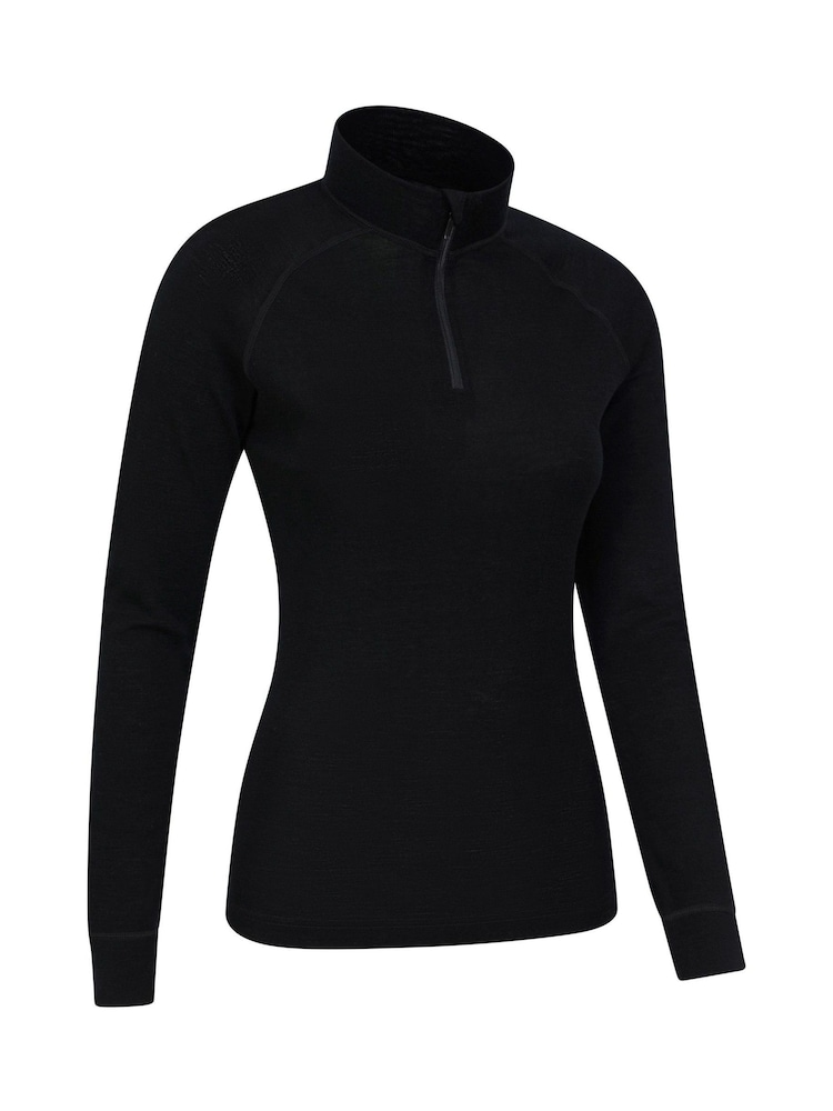 Mountain Warehouse Black Womens Merino Zip Neck Thermal Top - Image 1 of 5