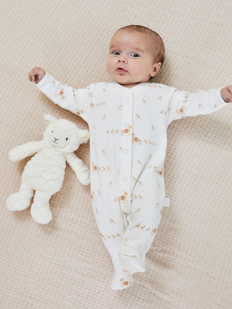 JoJo Maman Bébé White Duck Print Sleepsuit - Image 1 of 4
