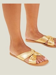 Accessorize Gold Leather Knot Sandals - Image 1 of 4