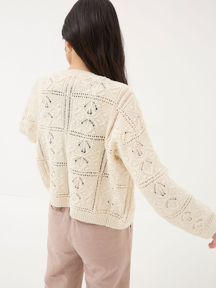 FatFace Annabelle Natural Patchwork Cardigan - Image 2 of 6 FatFace Annabelle Natural Patchwork Cardigan - Image 2 of 6