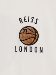 Reiss Off White Kirby Junior Oversized Cotton Basketball Motif T-Shirt - Image 4 of 5
