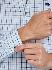 Raging Bull Long Sleeve Small Window Pane Twill White Shirt - Image 3 of 9