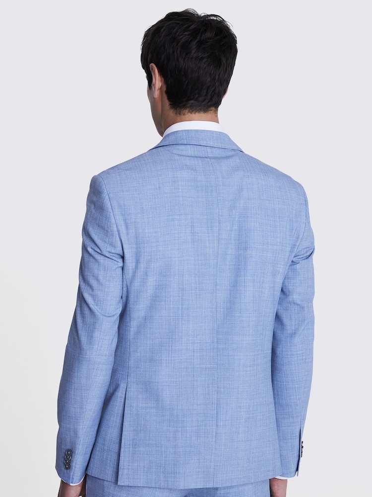 MOSS Sky Blue Slim Fit Marl Jacket - Image 7 of 7 MOSS Sky Blue Slim Fit Marl Jacket - Image 7 of 7