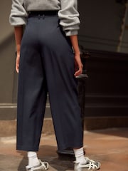 Navy Blue Pinstripe Barrel Trousers - Image 4 of 8