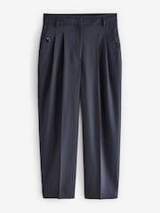 Navy Blue Pinstripe Barrel Trousers - Image 6 of 8