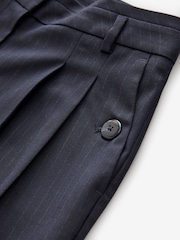 Navy Blue Pinstripe Barrel Trousers - Image 7 of 8