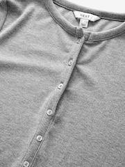 Grey Ribbed Long Sleeve Henley Bodysuit - Image 7 of 8
