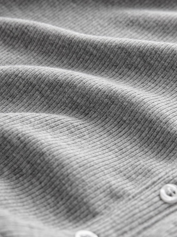 Grey Ribbed Long Sleeve Henley Bodysuit - Image 8 of 8