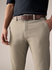 marine - Slim Fit Printed Belted Soft Touch Chino Trousers 2 Pack - Image 4 of 5