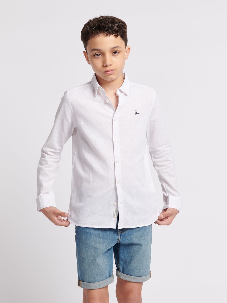 Jack Wills White Boys Linen Blend Shirt - Image 1 of 8