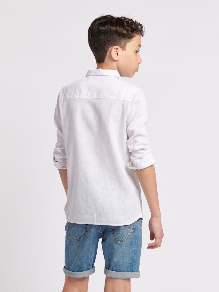 Jack Wills White Boys Linen Blend Shirt - Image 2 of 8