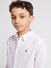 Jack Wills White Boys Linen Blend Shirt - Image 4 of 8