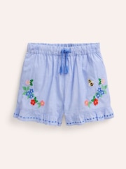 Boden Blue 100% Cotton Frill Hem Woven Shorts - Image 2 of 4