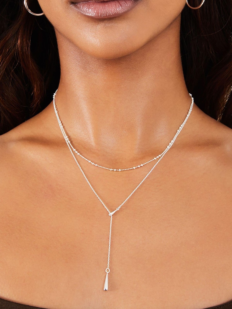 Accessorize Sterling Silver Layered Y-Chain Necklace - Image 1 of 1 Accessorize Sterling Silver Layered Y-Chain Necklace - Image 1 of 1