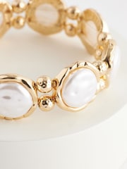 Pearl White Gold Tone Stretch Bracelet - Image 2 of 2