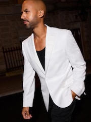 White Satin Lapel Dinner Jacket - Image 1 of 10