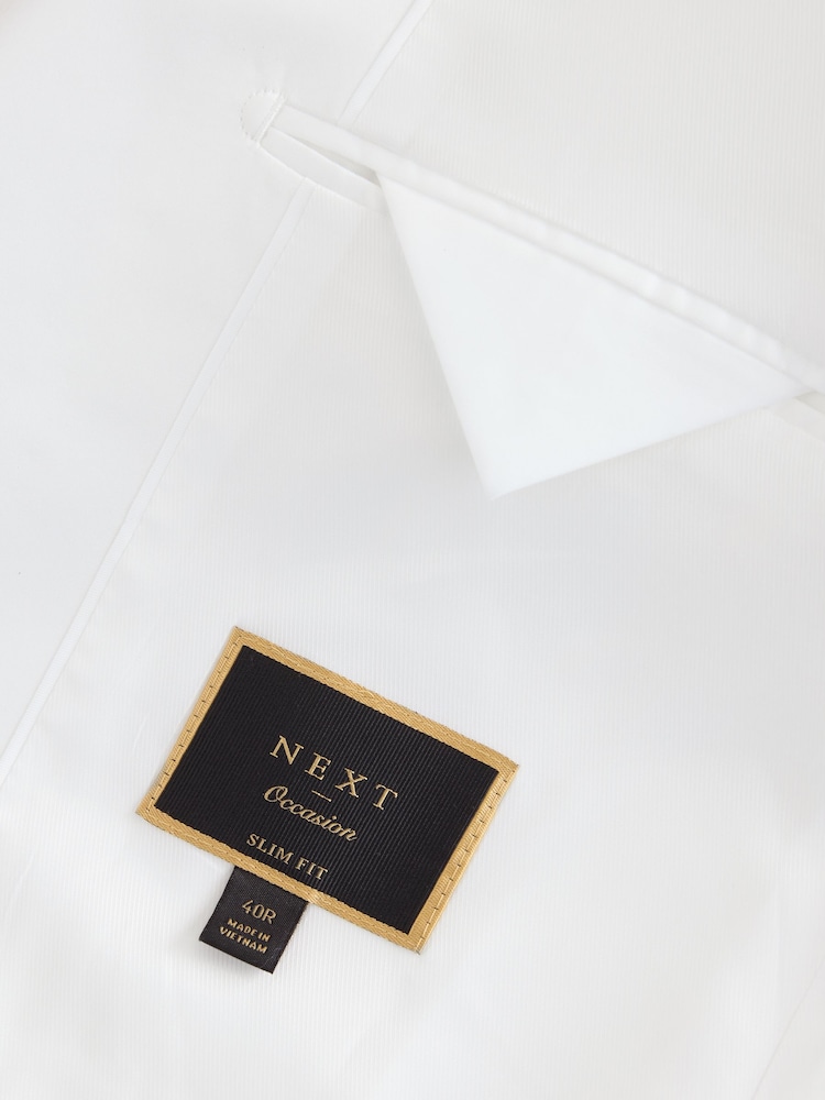 White Satin Lapel Dinner Jacket - Image 9 of 10