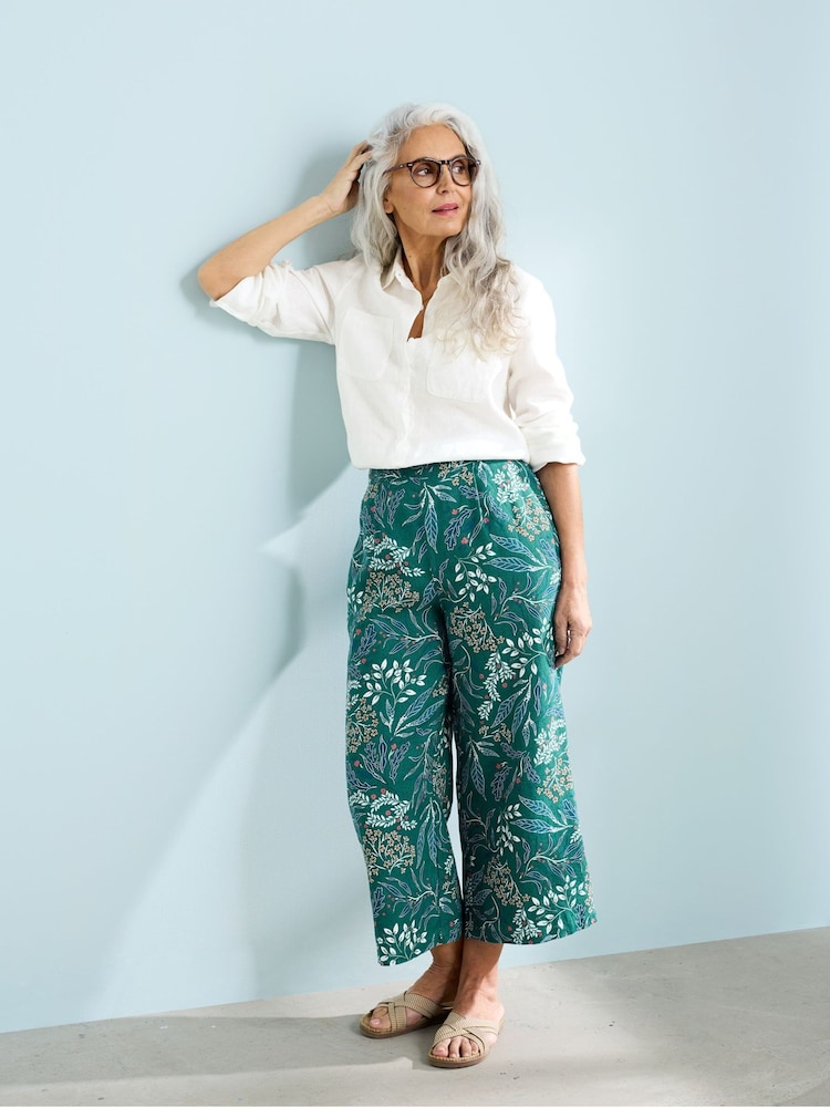 Seasalt Cornwall Green 100% Linen Peaceful Haven Culottes - Image 1 of 6