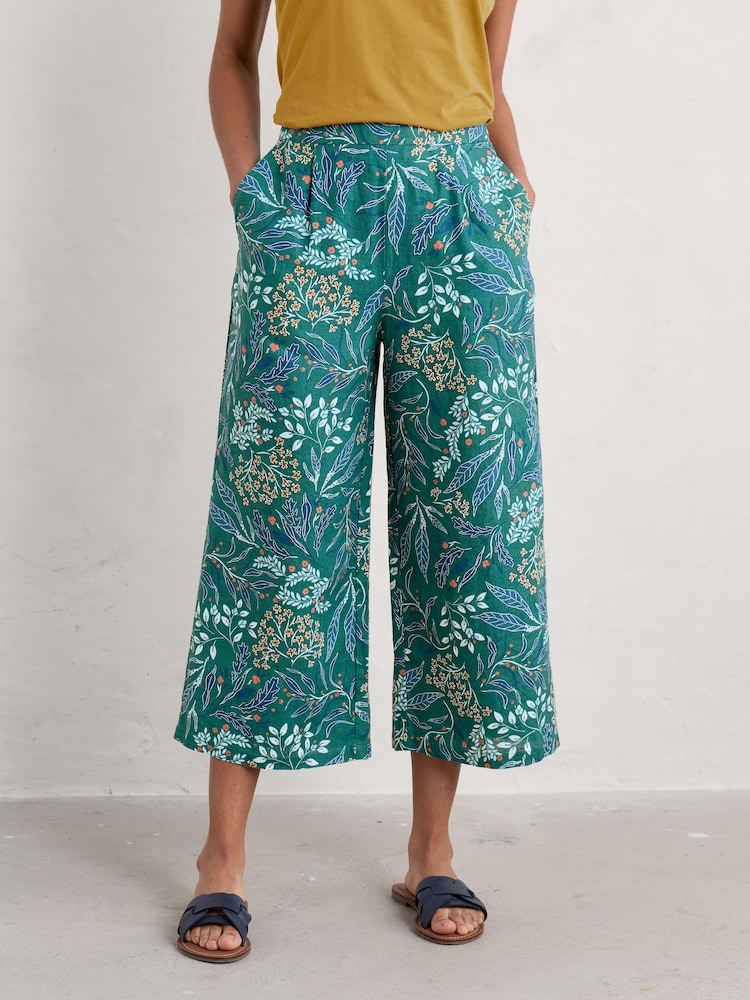 Seasalt Cornwall Green 100% Linen Peaceful Haven Culottes - Image 2 of 6