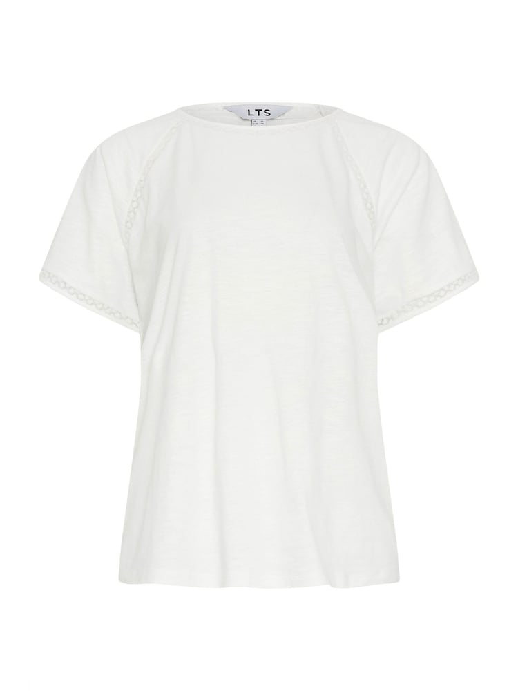 Long Tall Sally Cream 100% Cotton Lace Insert Top - Image 5 of 5