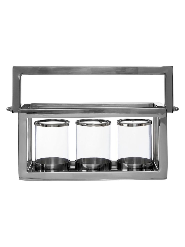 Interiors by Premier Silver Clear Kensington Townhouse 3 Light Lantern - Image 1 of 2 Interiors by Premier Silver Clear Kensington Townhouse 3 Light Lantern - Image 1 of 2