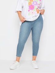 Yours Curve Blue Light Stretch Cropped JENNY Jeggings - Image 1 of 5
