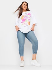 Yours Curve Blue Light Stretch Cropped JENNY Jeggings - Image 2 of 5