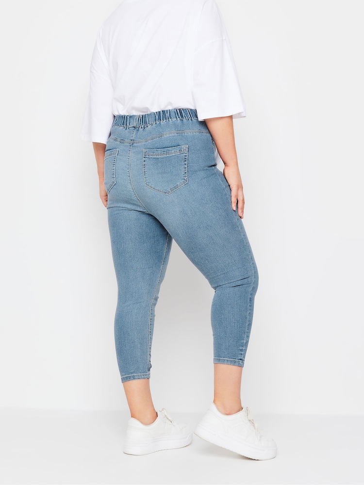 Yours Curve Blue Light Stretch Cropped JENNY Jeggings - Image 4 of 5