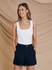 Threadbare Black Linen Blend Shorts - Image 1 of 4