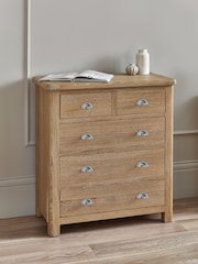 Julian Bowen Brown Memphis Limed 3 + 2 Drawer Chest - Image 1 of 7