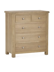 Julian Bowen Brown Memphis Limed 3 + 2 Drawer Chest - Image 2 of 7
