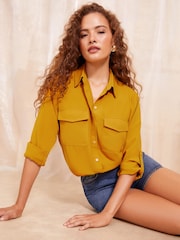 Friends Like These Yellow Long Sleeve Utility Style Button Through Shirt - Image 1 of 4
