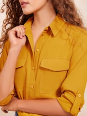 Friends Like These Yellow Long Sleeve Utility Style Button Through Shirt - Image 3 of 4