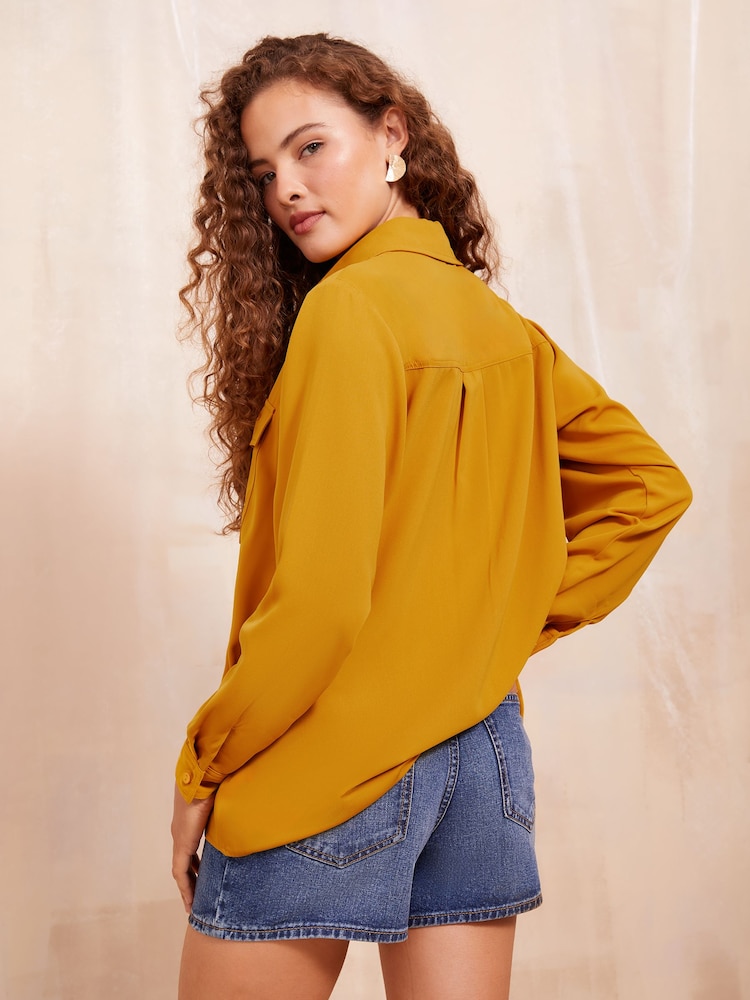 Friends Like These Yellow Long Sleeve Utility Style Button Through Shirt - Image 4 of 4