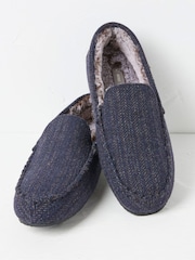 FatFace Noah Navy Blue Check Moccasins - Image 2 of 3