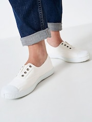 Crew Clothing White Victoria Laceless Trainers - Image 1 of 5