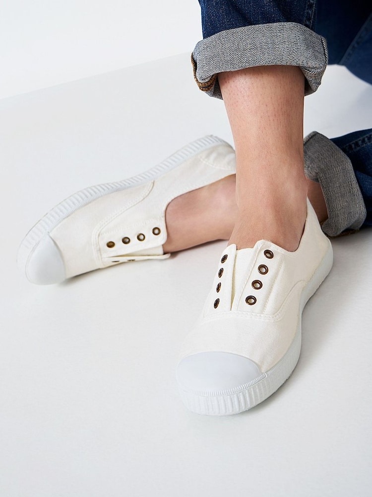 Crew Clothing White Victoria Laceless Trainers - Image 2 of 5