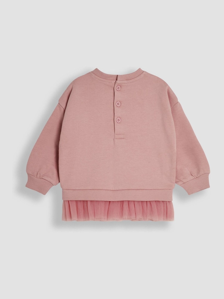 JoJo Maman Bébé Pink Bunny Appliqué Tulle Frill Sweatshirt - Image 2 of 3