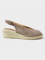 Crew Clothing Natural Eve Leather Peep Toe Espadrilles - Image 2 of 5