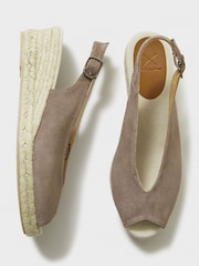 Crew Clothing Natural Eve Leather Peep Toe Espadrilles - Image 3 of 5