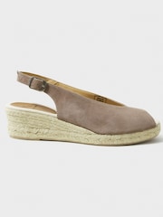 Crew Clothing Natural Eve Leather Peep Toe Espadrilles - Image 4 of 5