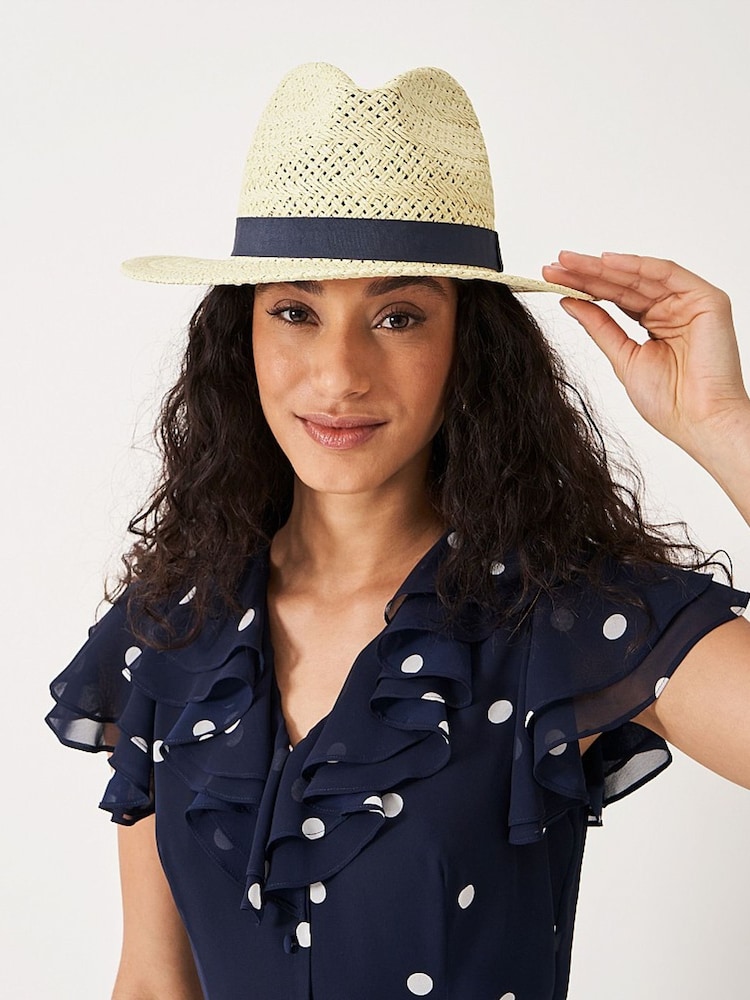 Crew Clothing Natural Woven Trilby Hat - Image 1 of 2 Crew Clothing Natural Woven Trilby Hat - Image 1 of 2
