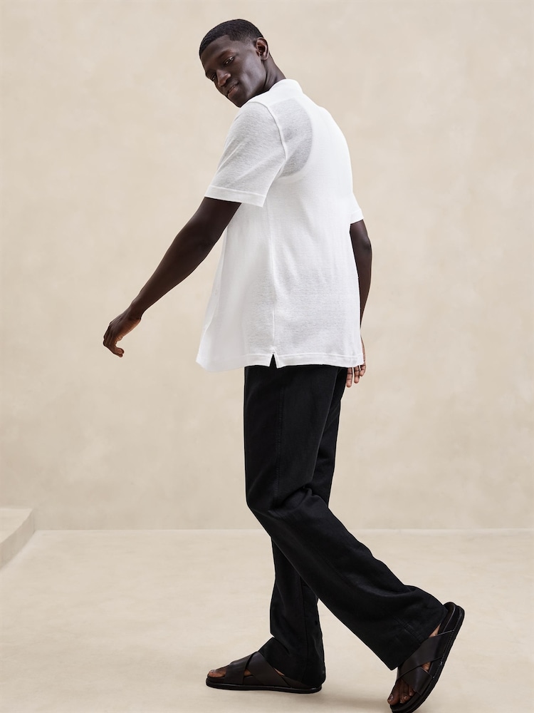 Banana Republic White Linen Pique Resort Shirt - Image 1 of 1